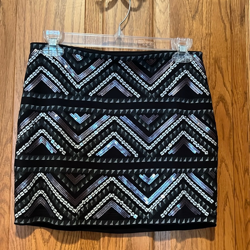 Express Womens Size XS Black Stretch Sequin Mini Skirt